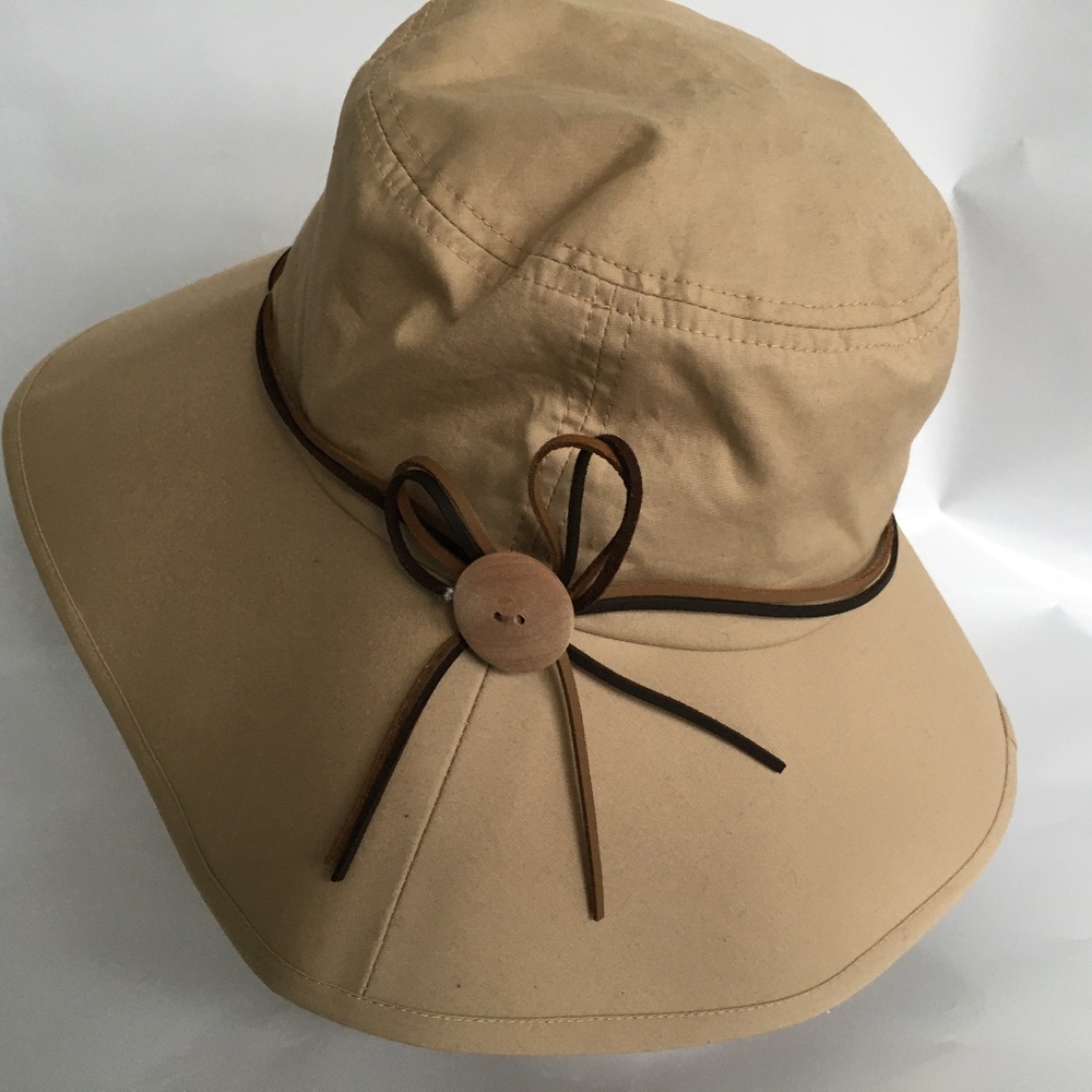 Siggi Summer Hat Cotton Wide Brim Ribbon Button OS